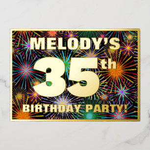 Invitation En Aluminium Fête du 35e anniversaire — Fun d'artifice amusant