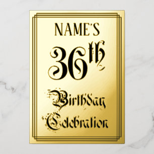 Invitation En Aluminium Fête du 36e anniversaire — Script élégant + Nom pe