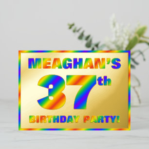 Invitation En Aluminium Fête du 37e anniversaire — Amusant, Rainbow Spectr
