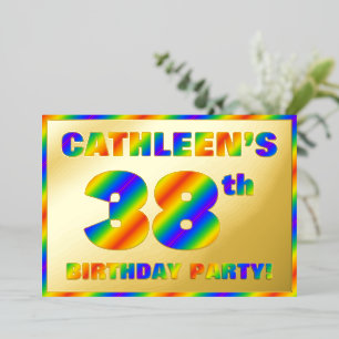 Invitation En Aluminium Fête du 38e anniversaire — Amusant, Rainbow Spectr