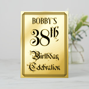 Invitation En Aluminium Fête du 38e anniversaire — Script élégant + Nom pe