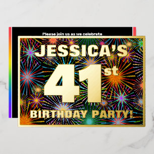 Invitation En Aluminium Fête du 41e anniversaire — Amusant, Feu d'artifice