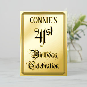 Invitation En Aluminium Fête du 41e anniversaire — Script élégant + Nom pe