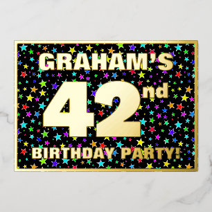 Invitation En Aluminium Fête du 42e anniversaire — Motif d'étoiles amusant