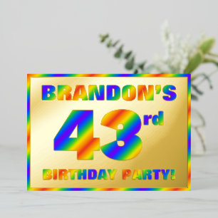Invitation En Aluminium Fête du 43e anniversaire — Amusant, Rainbow Spectr