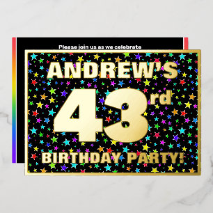 Invitation En Aluminium Fête du 43e anniversaire — Motif d'étoiles amusant