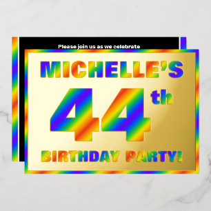 Invitation En Aluminium Fête du 44e anniversaire — Amusant, Rainbow Spectr