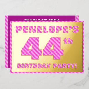 Invitation En Aluminium Fête du 44e anniversaire — Audacieux, amusant, ros