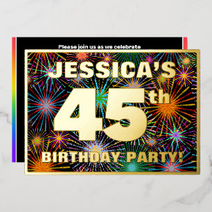Invitation En Aluminium Fête du 45e anniversaire — Amusant, Feu d'artifice