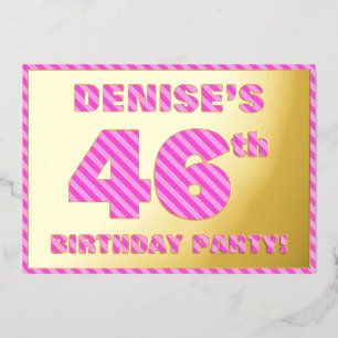 Invitation En Aluminium Fête du 46e anniversaire — Audacieux, amusant, ros