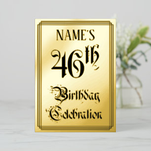 Invitation En Aluminium Fête du 46e anniversaire — Script élégant + Nom pe