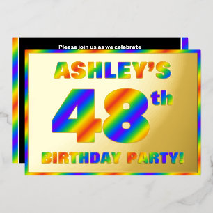 Invitation En Aluminium Fête du 48e anniversaire — Amusant, Rainbow Spectr
