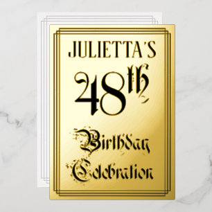Invitation En Aluminium Fête du 48e anniversaire — Script élégant + Nom pe