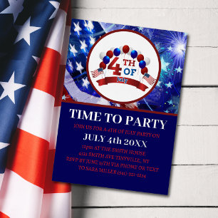 Invitation En Aluminium Fête du 4 juillet patriotique