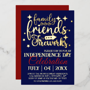 Invitation En Aluminium Fête du 4 juillet Stars