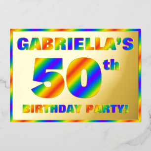 Invitation En Aluminium Fête du 50e anniversaire — Amusant, Rainbow Spectr