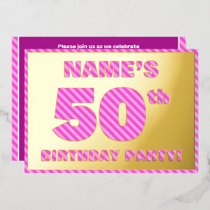 Invitation En Aluminium Fête du 50e anniversaire — Audacieux, amusant, ros