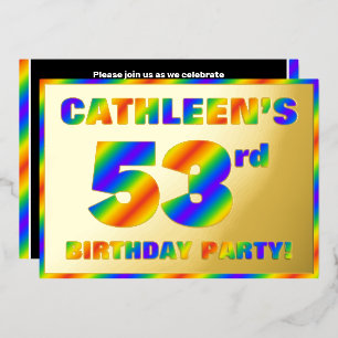 Invitation En Aluminium Fête du 53e anniversaire — Amusant, Rainbow Spectr