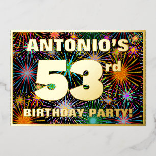 Invitation En Aluminium Fête du 53e anniversaire — Fun d'artifice amusant 