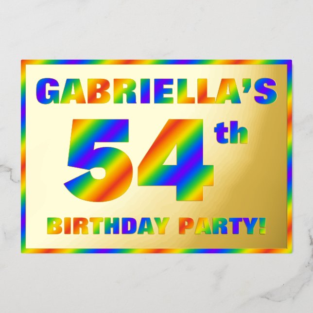 Invitation En Aluminium Fête du 54e anniversaire — Amusant, Rainbow Spectr (Recto)