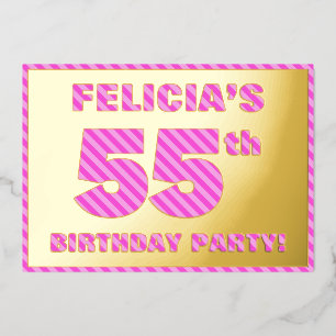 Invitation En Aluminium Fête du 55e anniversaire — Audacieux, amusant, ros