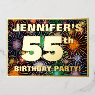 Invitation En Aluminium Fête du 55e anniversaire — Fun d'artifice amusant 