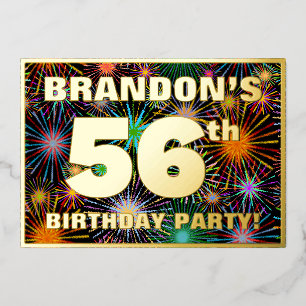 Invitation En Aluminium Fête du 56e anniversaire — Amusant, Feu d'artifice