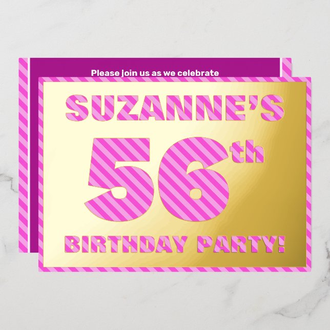 Invitation En Aluminium Fête du 56e anniversaire — Audacieux, amusant, ros (Recto/Verso)