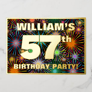 Invitation En Aluminium Fête du 57e anniversaire — Amusant, Feu d'artifice