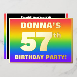 Invitation En Aluminium Fête du 57e anniversaire : Amusant, Motif arc-en-c