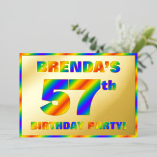 Invitation En Aluminium Fête du 57e anniversaire — Amusant, Rainbow Spectr