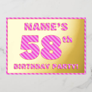 Invitation En Aluminium Fête du 58e anniversaire — Audacieux, amusant, ros
