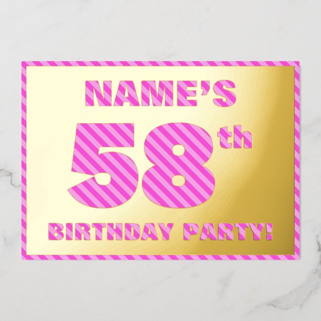 Invitation En Aluminium Fête du 58e anniversaire — Audacieux, amusant, ros (Recto)