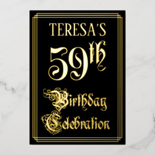 Invitation En Aluminium Fête du 59e anniversaire — Script fantaisie et nom
