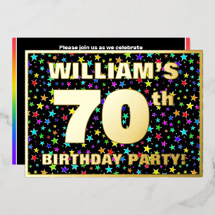 Invitation En Aluminium Fête du 70e anniversaire — Motif d'étoiles amusant