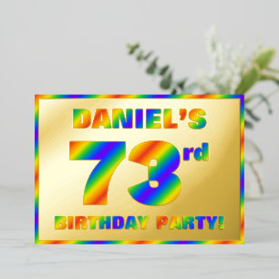 Invitation En Aluminium Fête du 73e anniversaire — « 73 » spectre arc-en-c