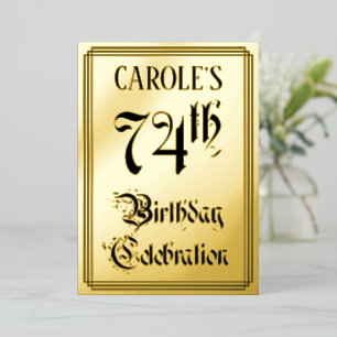Invitation En Aluminium Fête du 74e anniversaire — Script élégant + Nom pe