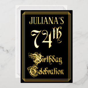 Invitation En Aluminium Fête du 74e anniversaire — Script fantaisie et nom