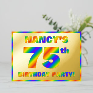 Invitation En Aluminium Fête du 75e anniversaire — Amusant, Rainbow Spectr