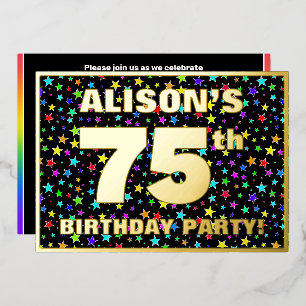Invitation En Aluminium Fête du 75e anniversaire — Motif d'étoiles amusant