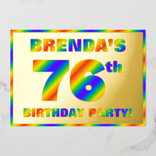 Invitation En Aluminium Fête du 76e anniversaire — Amusant, Rainbow Spectr