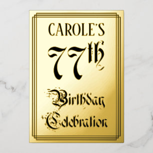 Invitation En Aluminium Fête du 77e anniversaire — Script élégant + Nom pe