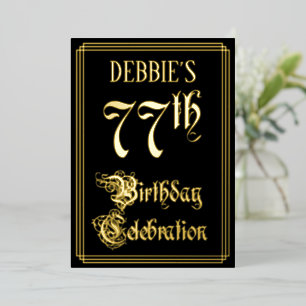 Invitation En Aluminium Fête du 77e anniversaire — Script fantaisie et nom