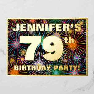 Invitation En Aluminium Fête du 79e anniversaire — Amusant, Feu d'artifice