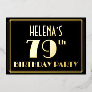 Invitation En Aluminium Fête du 79e anniversaire : Art Déco Look "79", ave