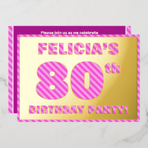 Invitation En Aluminium Fête du 80e anniversaire — Audacieux, amusant, ros