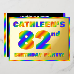 Invitation En Aluminium Fête du 82e anniversaire — Amusant, Rainbow Spectr