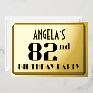 Invitation En Aluminium Fête du 82e anniversaire : décoration Art Déco « 8