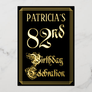 Invitation En Aluminium Fête du 82e anniversaire — Script fantaisie et nom