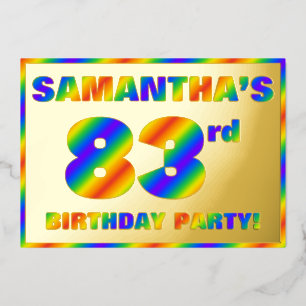 Invitation En Aluminium Fête du 83e anniversaire — Amusant, Rainbow Spectr